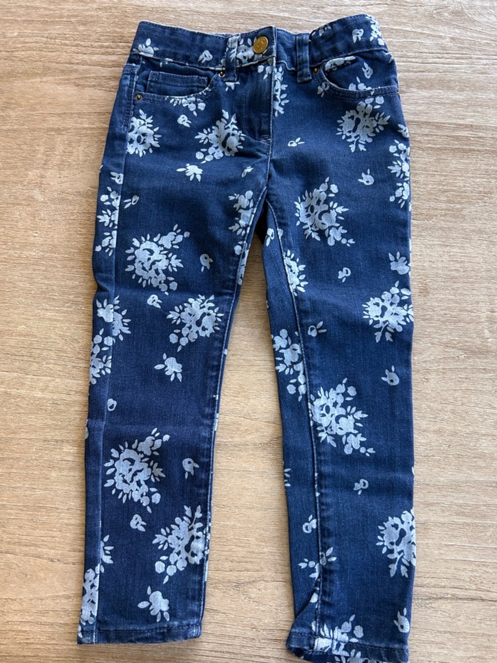 J Crew Floral Print Dark Blue Skinny Jeans